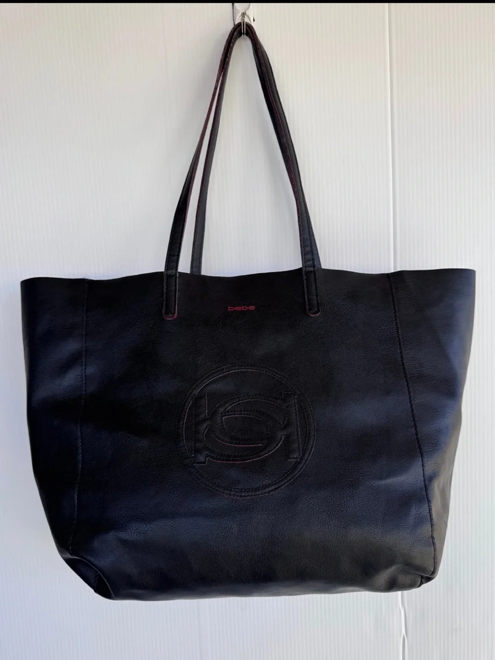 Bebe Black/Red Interior Vegan Leather Tote Bag - NWT